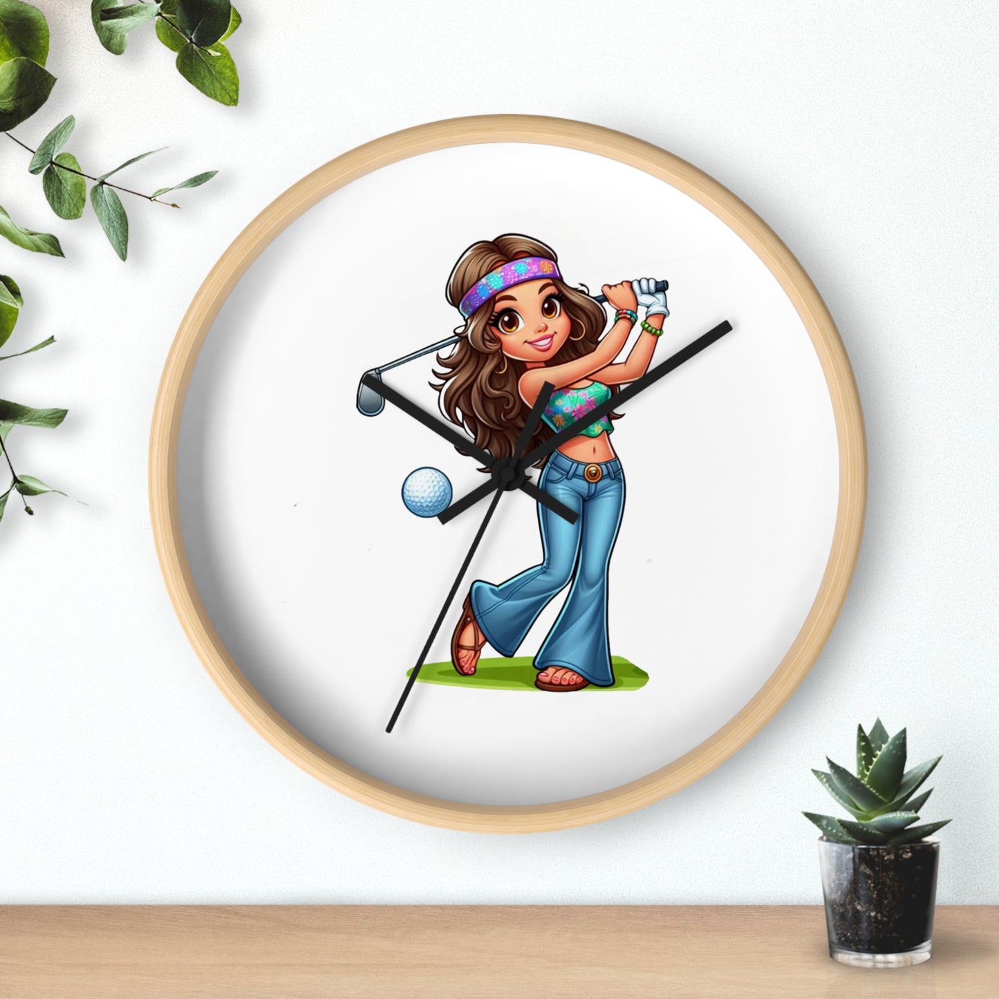 Golf Lover's Wall Clock with Fun Golfer Girl Design, Perfect Gift for Golf Enthusiasts, Sports Decor, Great for Birthdays and Holidays