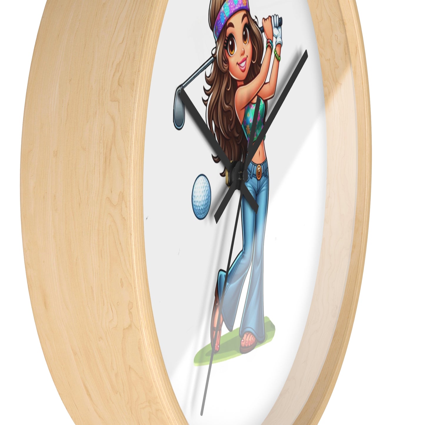 Golf Lover's Wall Clock with Fun Golfer Girl Design, Perfect Gift for Golf Enthusiasts, Sports Decor, Great for Birthdays and Holidays