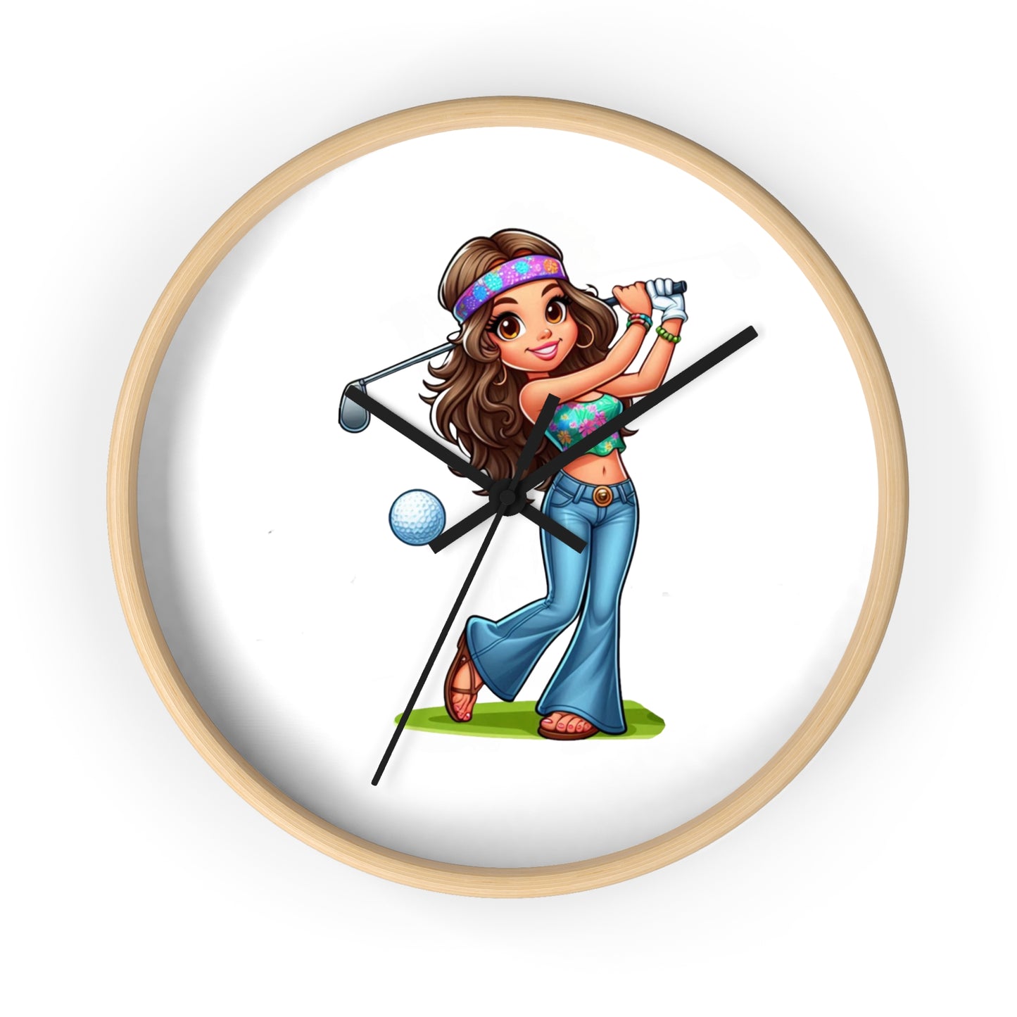 Golf Lover's Wall Clock with Fun Golfer Girl Design, Perfect Gift for Golf Enthusiasts, Sports Decor, Great for Birthdays and Holidays