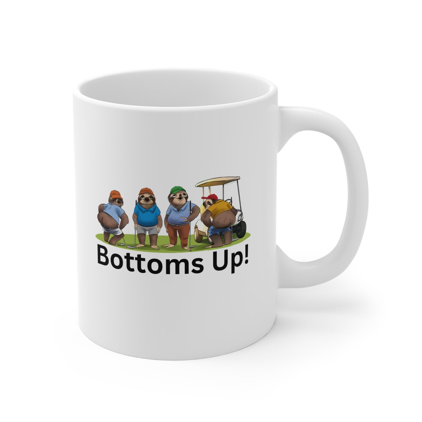 Funny Golf Mug, Bottoms Up Coffee Cup, Gift for Golfers, Humor Mug, Golf Lover Drinkware