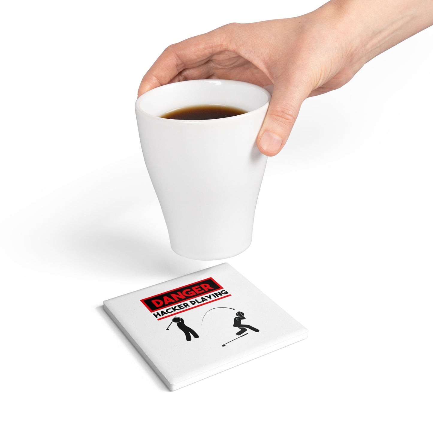 Funny Golf Ceramic Coaster | Gift for Golf Lovers, Home Bar Decor, Unique Housewarming, Humor for Dad, Kitchen Accessory