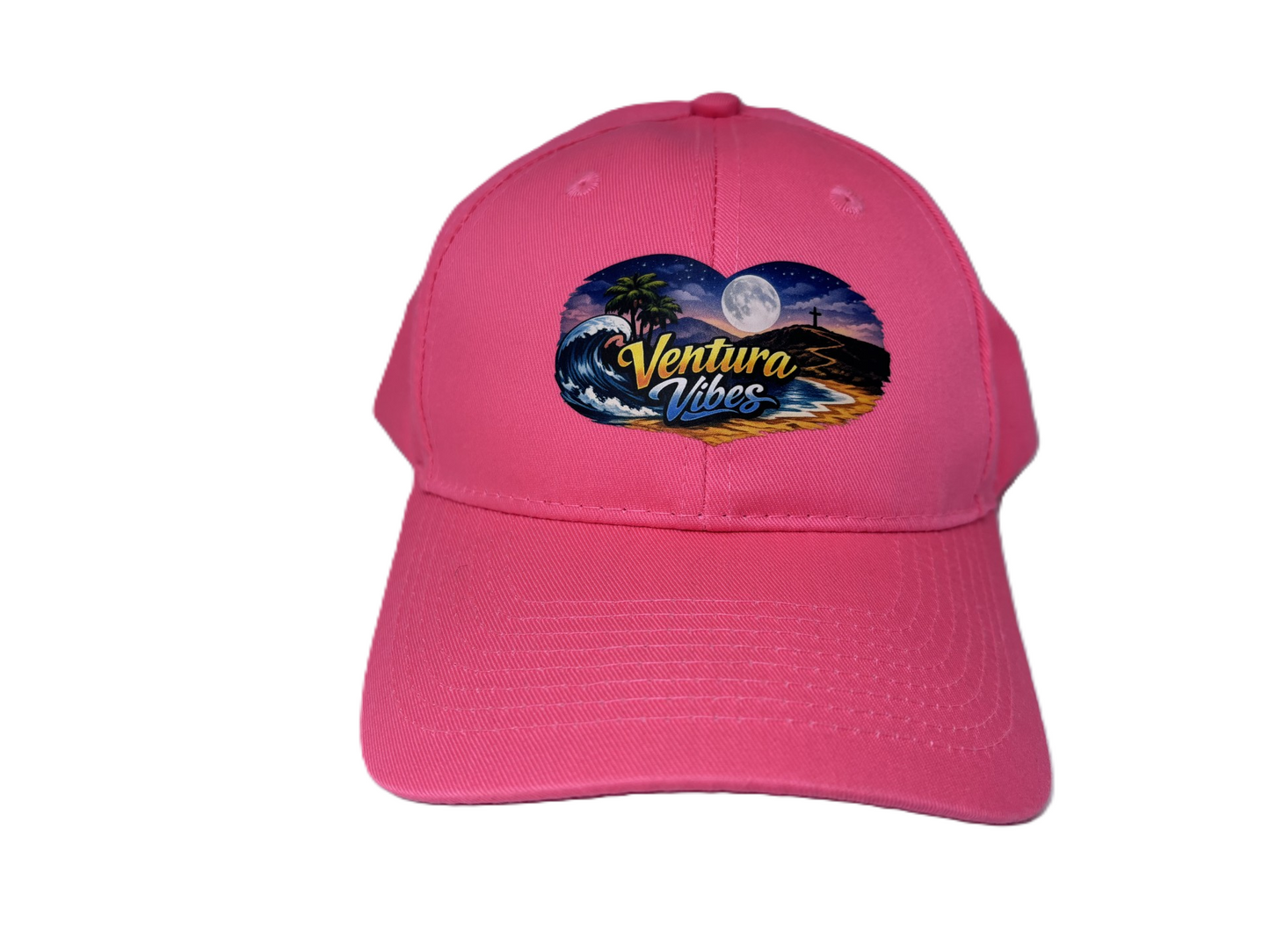 Ventura Vibes Moon Beach Cap — Neon Pink