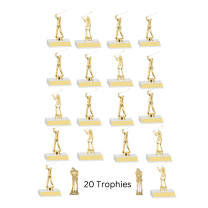 A green background with white statues of people.