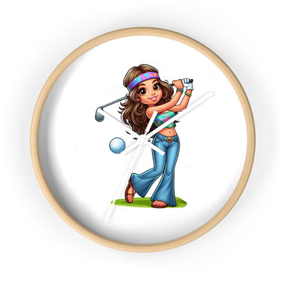Golf Lover's Wall Clock with Fun Golfer Girl Design, Perfect Gift for Golf Enthusiasts, Sports Decor, Great for Birthdays and Holidays