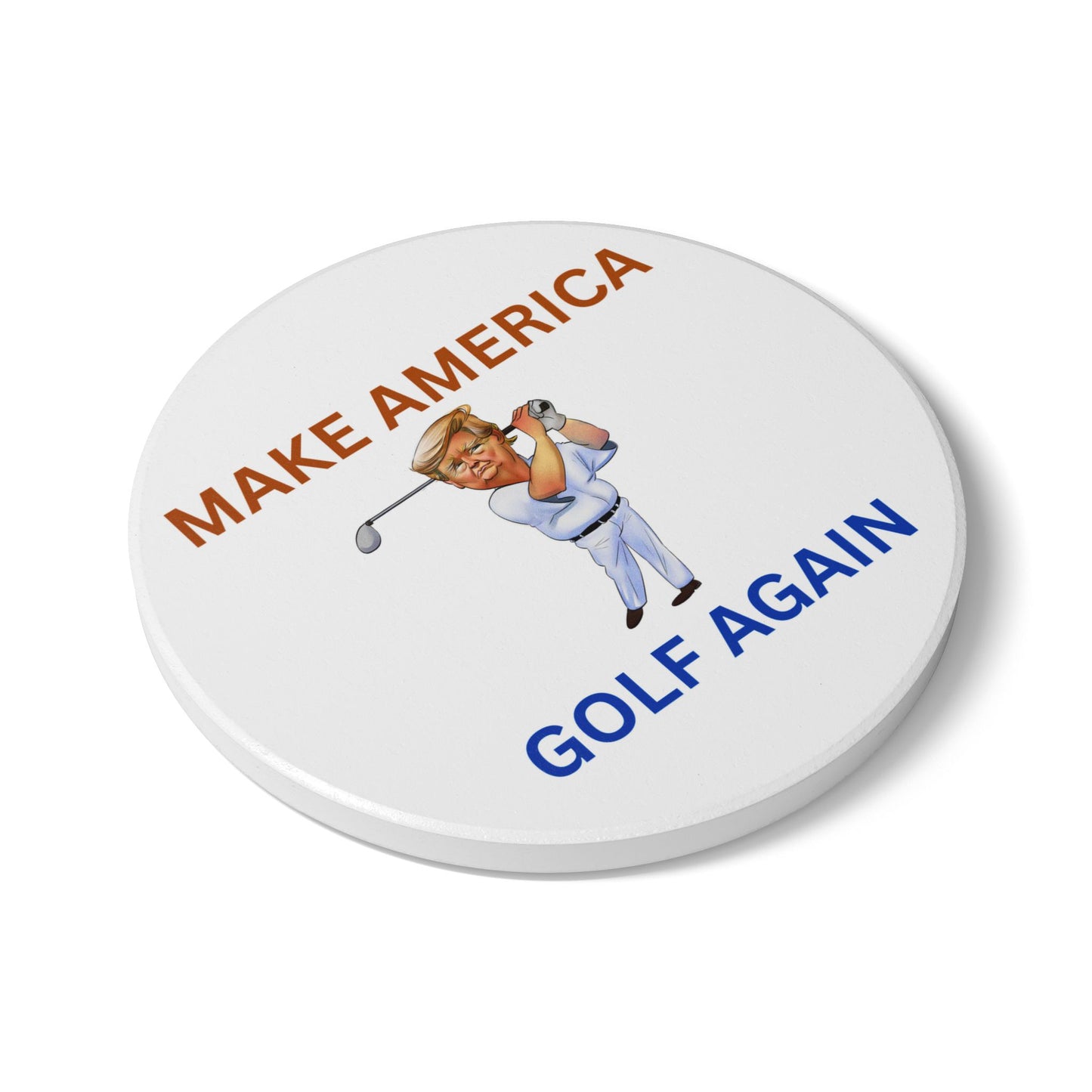 Golf Motivational Ceramic Coaster - Make America Golf Again, Perfect Gift for Golf Lovers, Home Bar Decor, Unique Golf Accessory, [...]