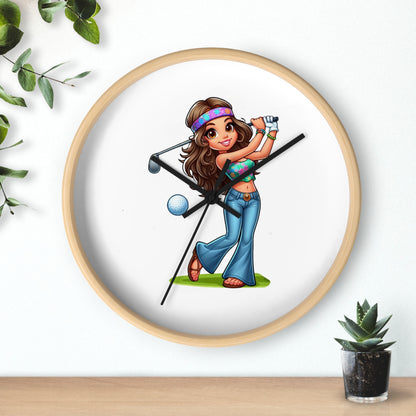Golf Lover's Wall Clock with Fun Golfer Girl Design, Perfect Gift for Golf Enthusiasts, Sports Decor, Great for Birthdays and Holidays