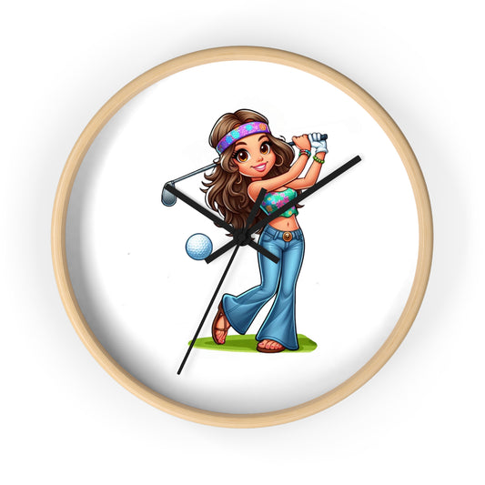 Golf Lover's Wall Clock with Fun Golfer Girl Design, Perfect Gift for Golf Enthusiasts, Sports Decor, Great for Birthdays and Holidays