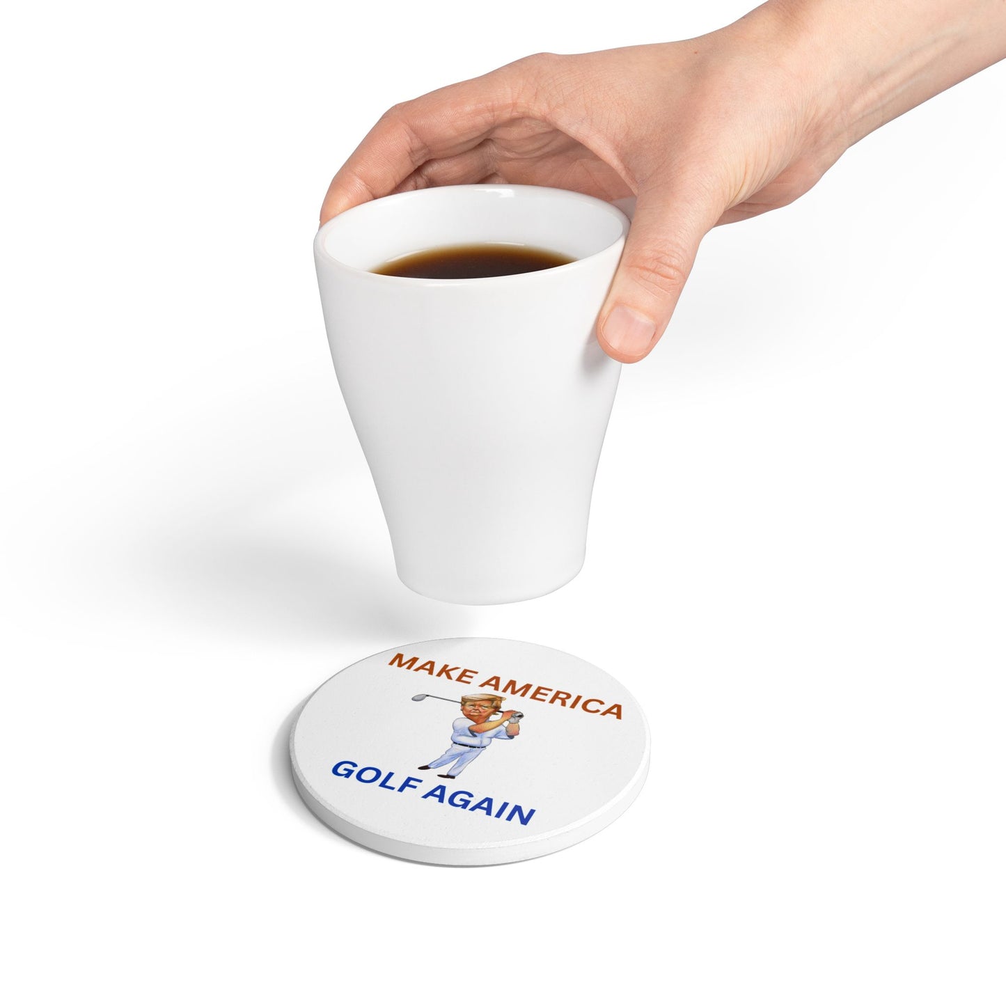 Golf Motivational Ceramic Coaster - Make America Golf Again, Perfect Gift for Golf Lovers, Home Bar Decor, Unique Golf Accessory, [...]