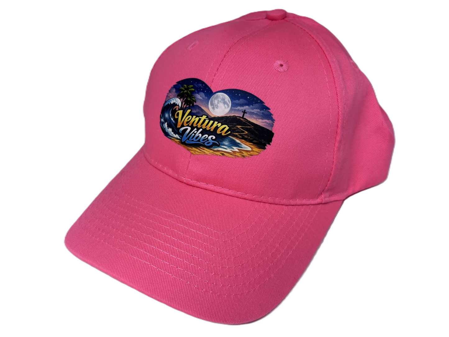 Ventura Vibes Moon Beach Cap — Neon Pink
