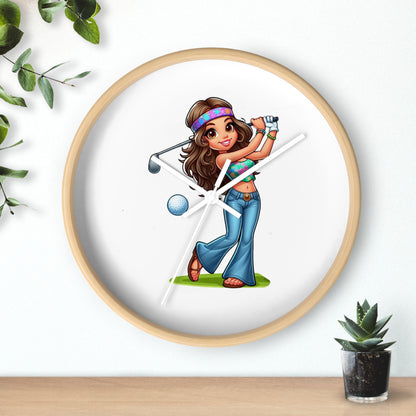 Golf Lover's Wall Clock with Fun Golfer Girl Design, Perfect Gift for Golf Enthusiasts, Sports Decor, Great for Birthdays and Holidays