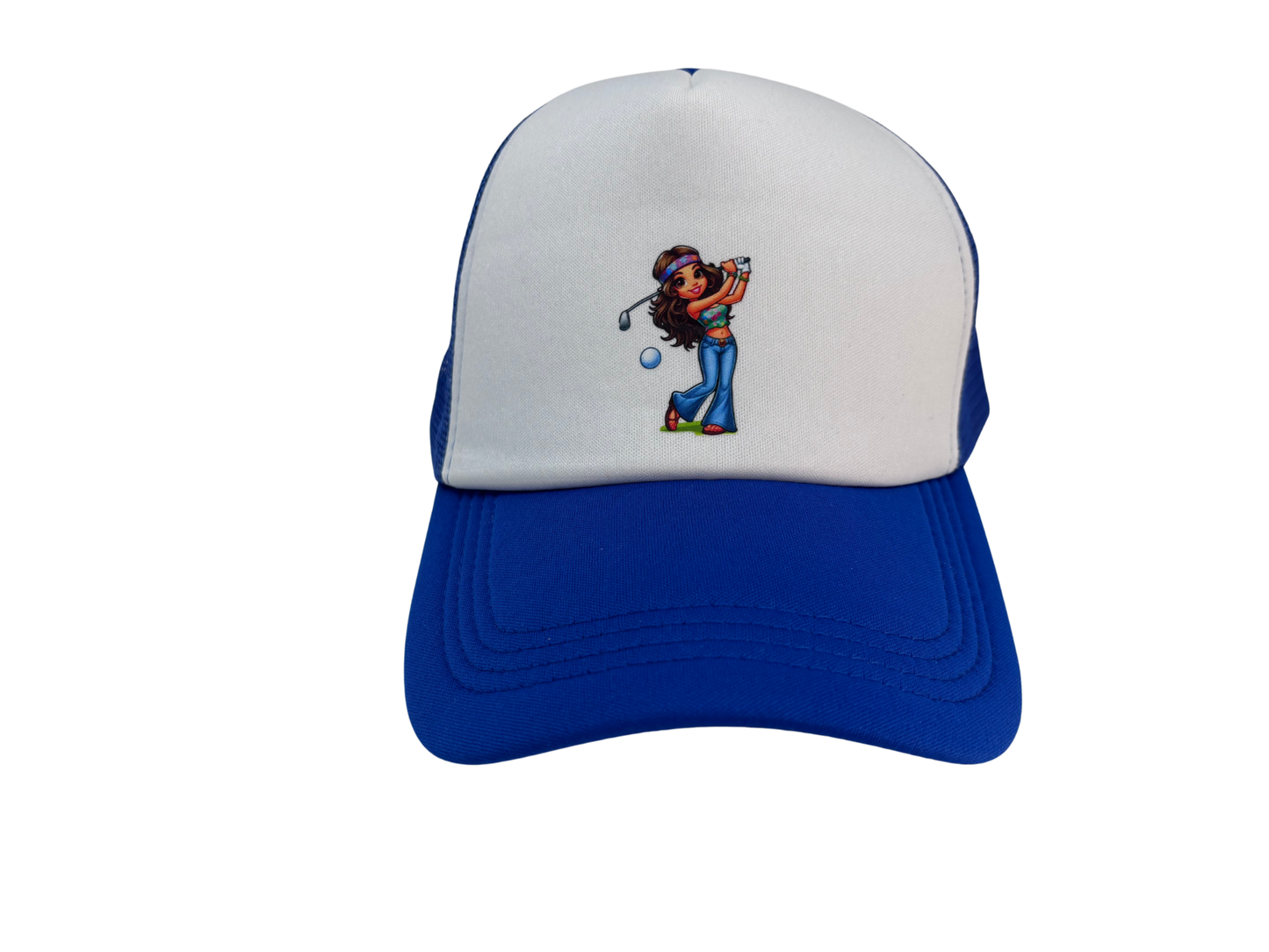 Hippie Chick Blue and White Foam Cap
