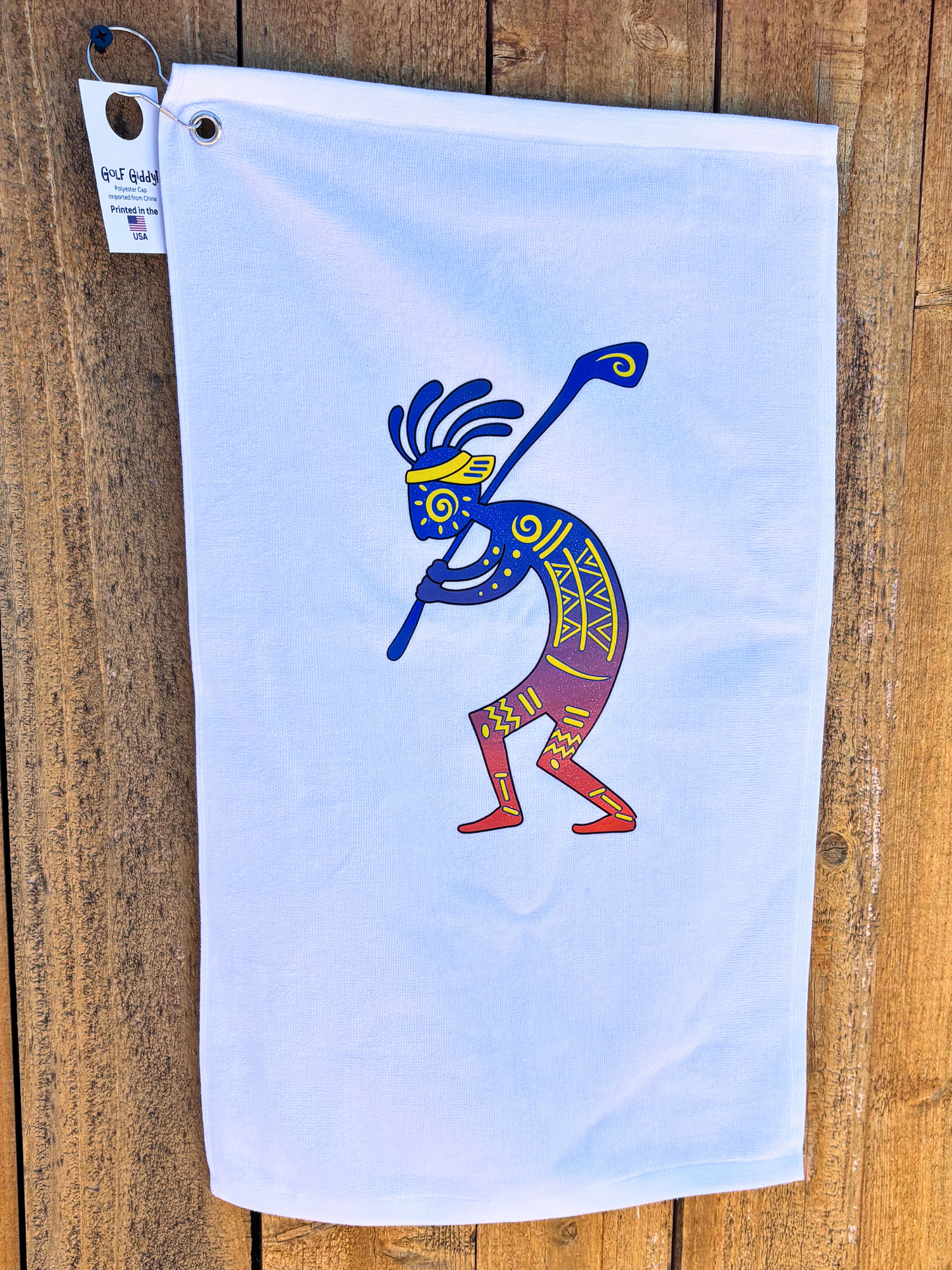 Blue Hair Kokopelli Golf Towel