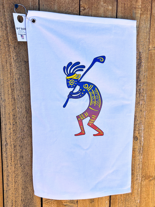 Blue Hair Kokopelli Golf Towel