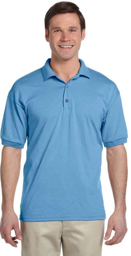 A man wearing a blue polo shirt.