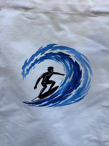 Surfer inside and electrifying wave
