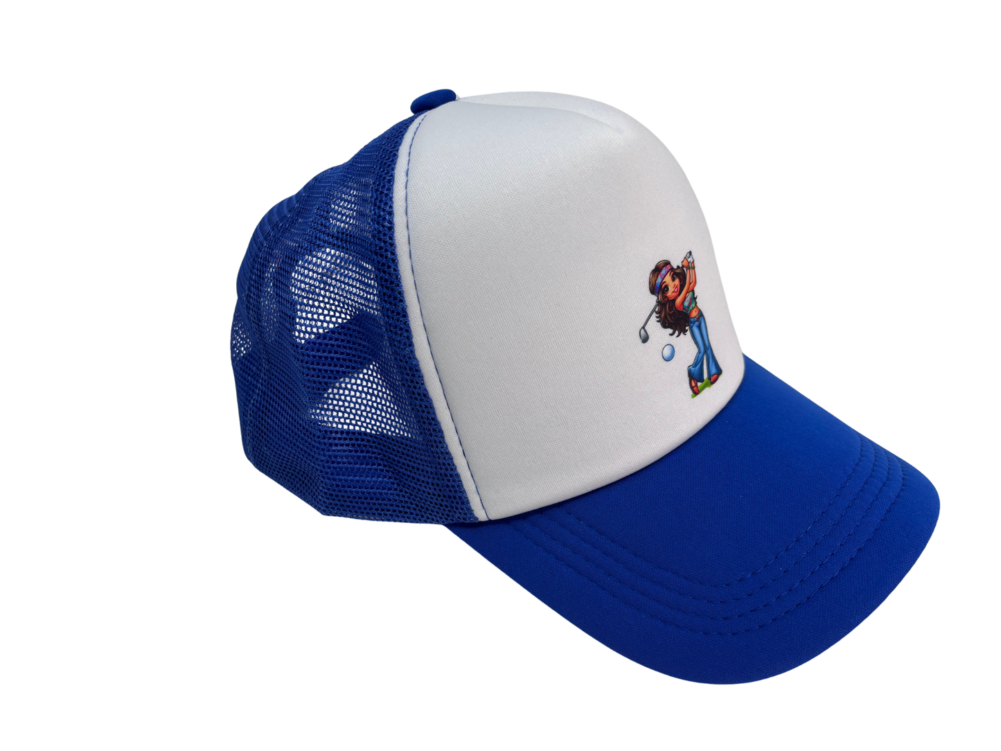 Hippie Chick Blue and White Foam Cap