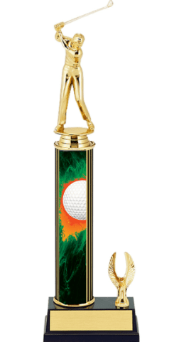 Gold golf trophy with green base