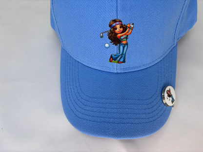 Hippie Chick Blue DTF Golf Cap