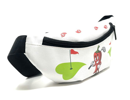 White fanny pack with chili pepper golfer.