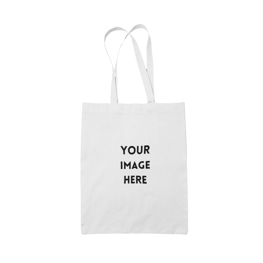 White tote bag with "your image here" text.