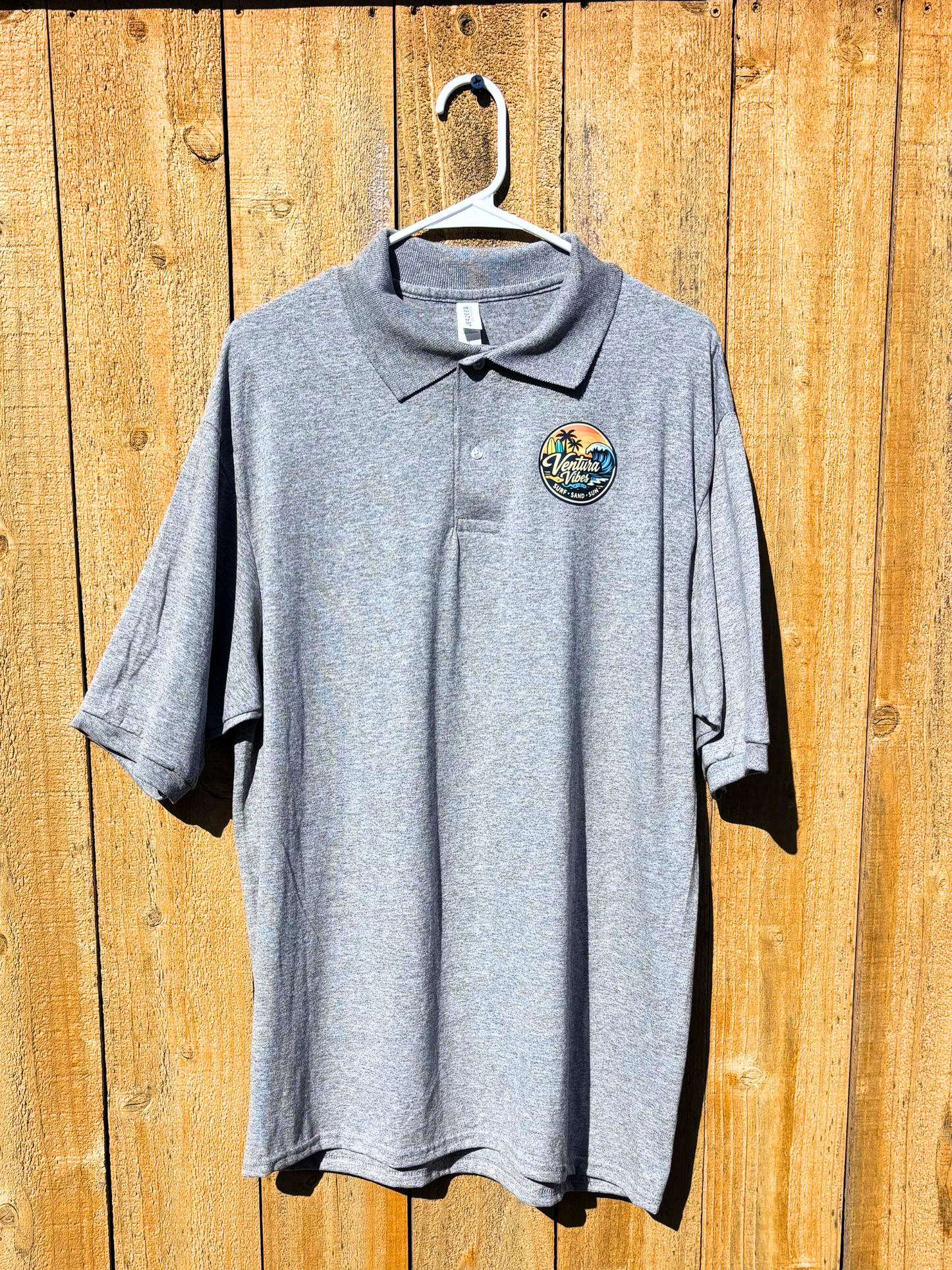 Ventura Vibe Surf Sand  and Sun Men's Polo Shirt Grey