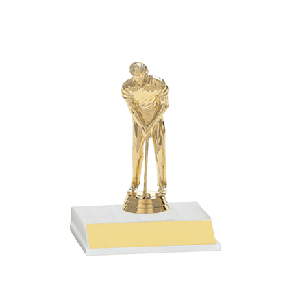 Gold golfer trophy with a base.