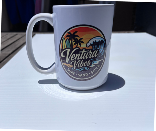 Ventura Vibes Surf Sand and Sun 15 Ounce Coffee Mug