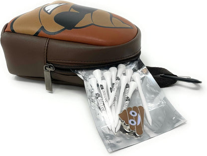 A bag of golf tees and a bag with the bag open.