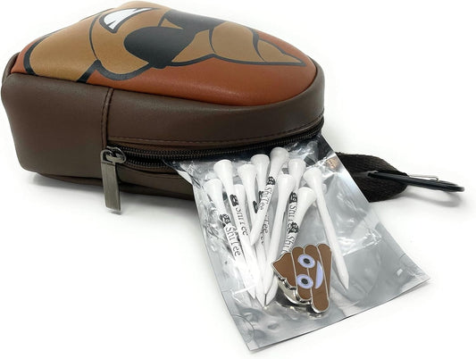 A bag of golf tees and a bag with the bag open.