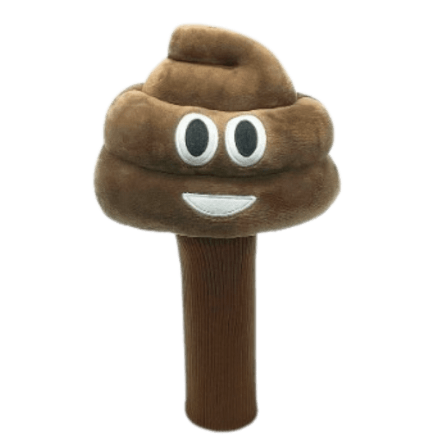 A brown poop shaped stick with eyes and mouth.