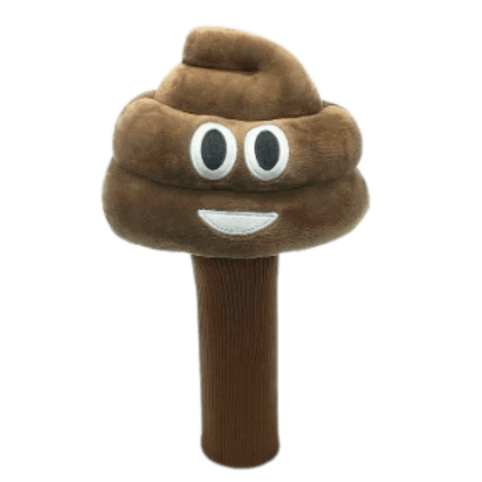 A brown poop shaped stick with eyes and mouth.