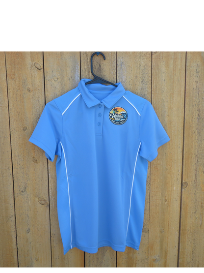 Ventura Vibes Sun, Sand, and Surf Woman's Light Blue Polo