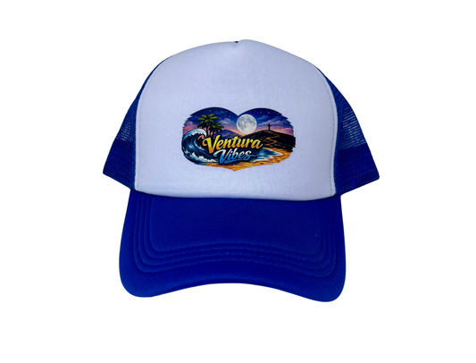 Ventura Vibes Moon Beach Cap — Blue/White Foam