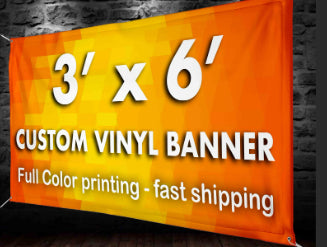 Here's an alt tag for the image: `3' x 6' custom vinyl banner`