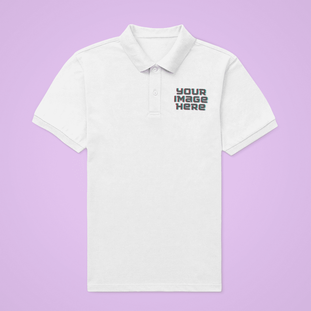 White polo shirt with "your image here" text.