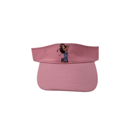 Pink golf visor with girl design.