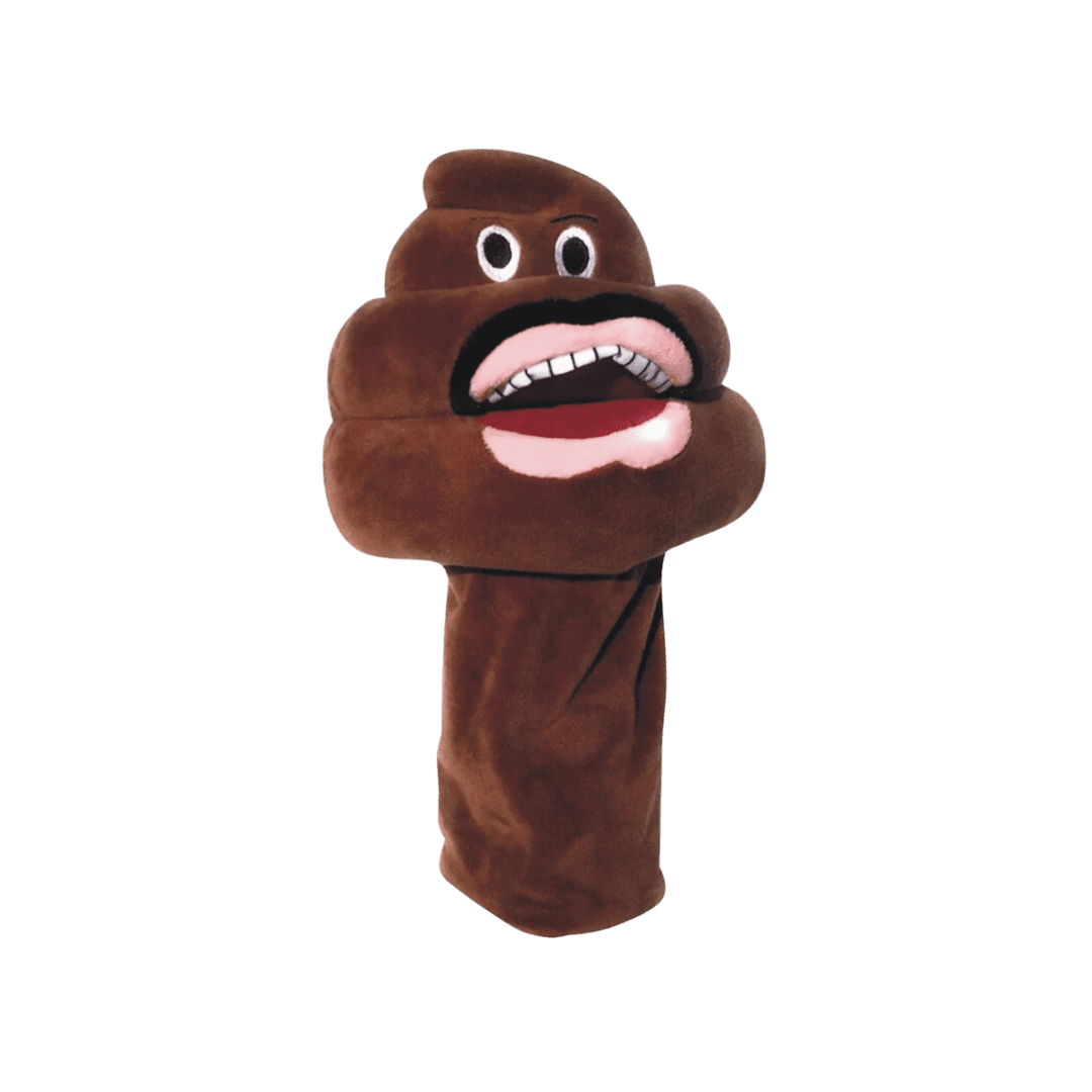A brown stuffed animal with a face on it.