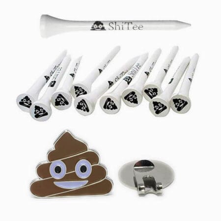 Tea to Green Bundle Shi Tee Golf Tees and a poop emoji marker