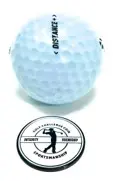 A close up of a golf ball on top of a white ground