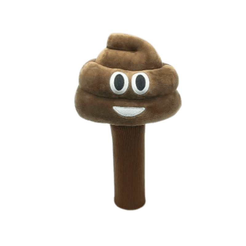 A brown poop shaped stick with eyes and mouth.